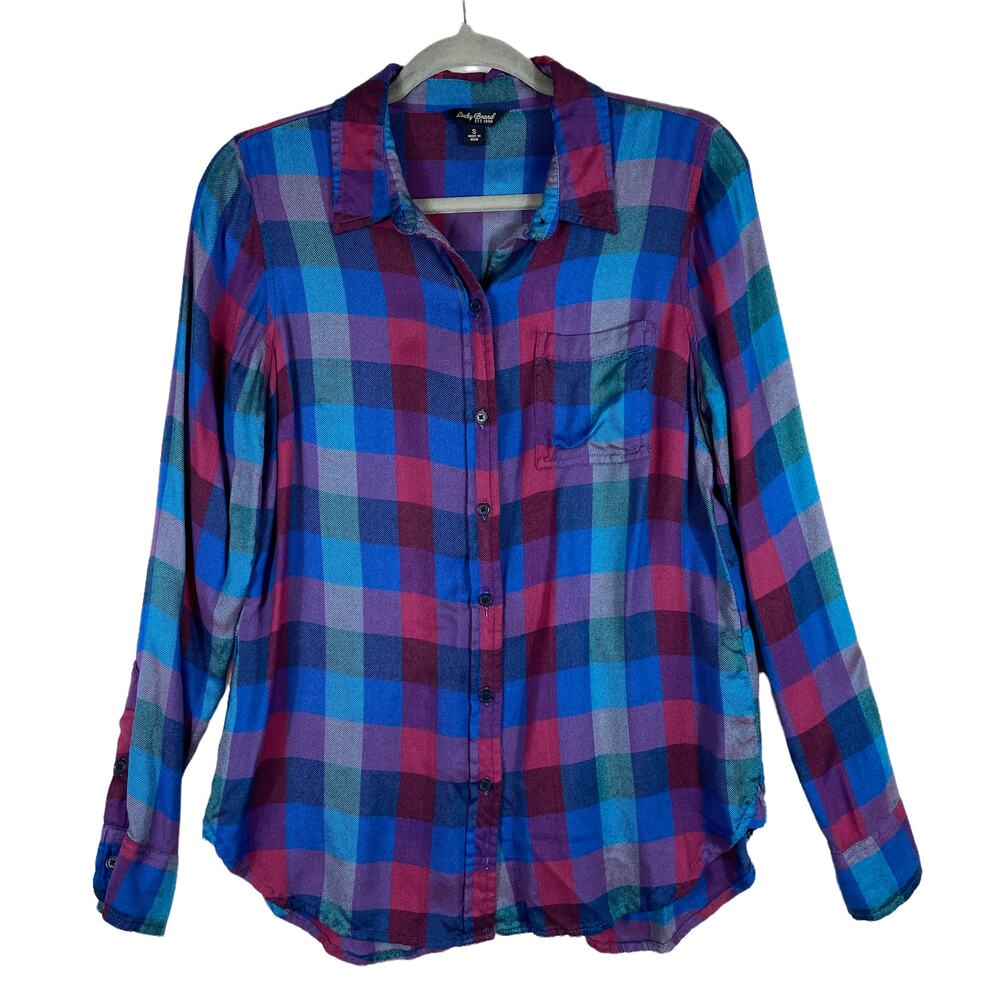 Lucky Brand Plaid Long Sleeves Button Front Top
